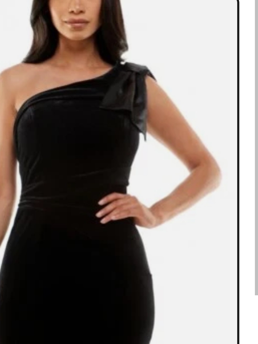 Emerald Sundae One-Shoulder Black Dress with Shoulder Bow Accent